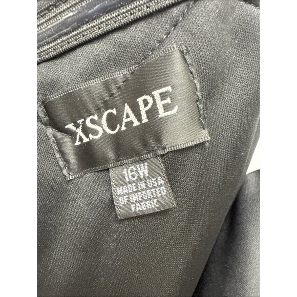 XSCAPE Women Size 16W Black Off-Shoulder Ruffle Evening Gown Cocktail Dress Maxi - Picture 9 of 11